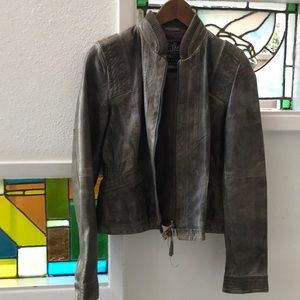 ZARA distressed leather jacket